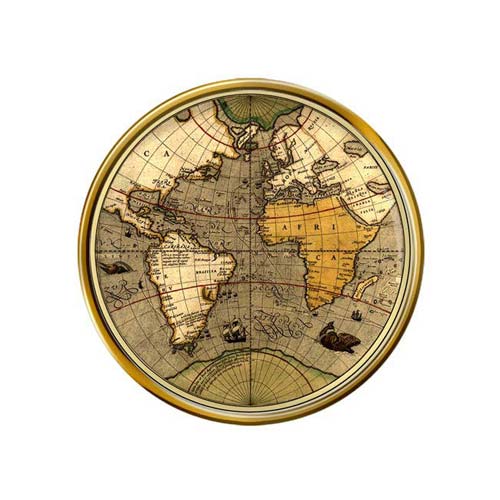 Pin Classical Map UK Gift Shop Antique World Map Pin Badge