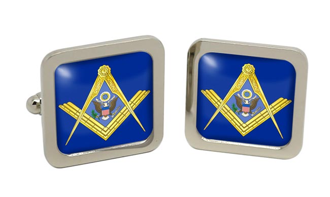 American Masons Square Cufflinks in Chrome Box