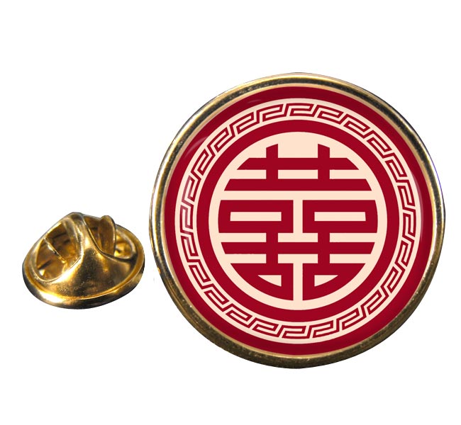 Chinese Happiness Symbol Round Pin Badge