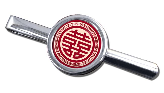 Chinese Happiness Symbol Round Tie Clip