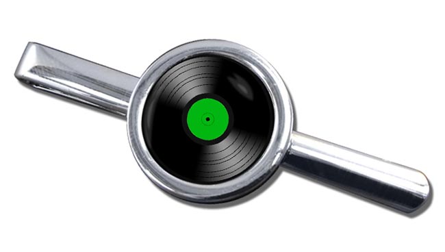 DJ Record Green Label Round Tie Clip