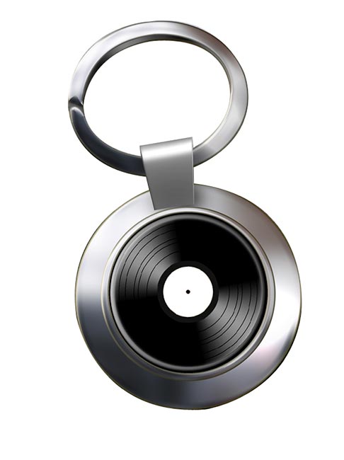 DJ Record White Label Chrome Key Ring