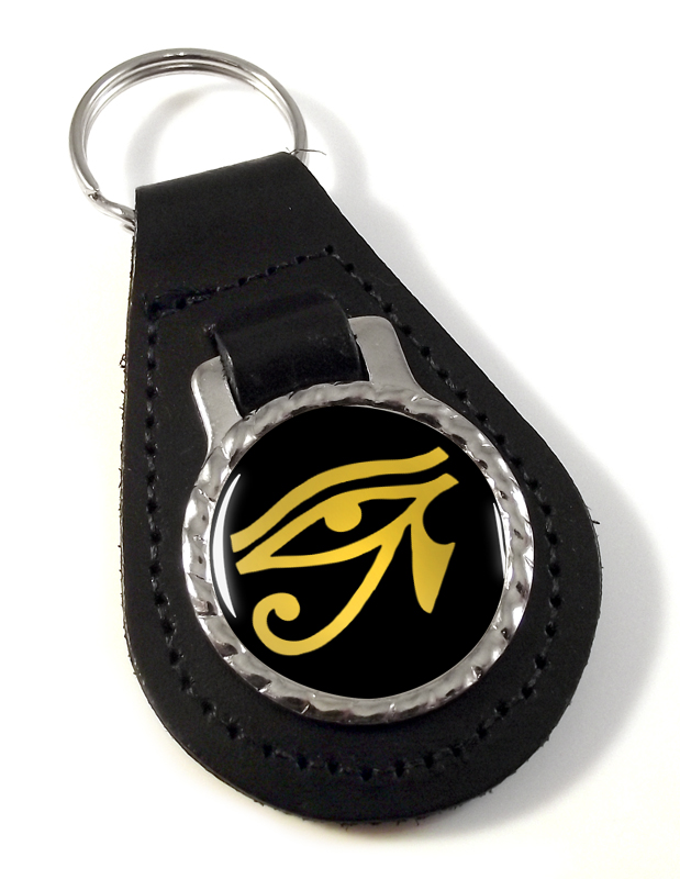 Eye of Horus Gold Leather Key Fob