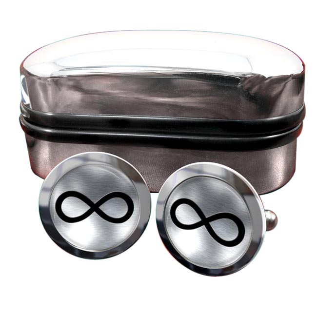 Infinity Symbol Metallic Round Cufflinks
