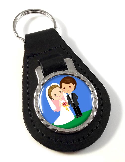 Just Married Leather Key Fob