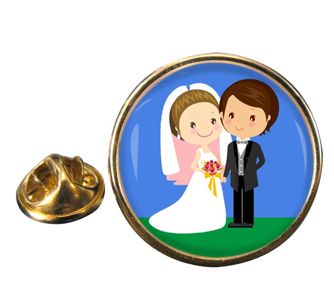 Just Married Round Pin Badge