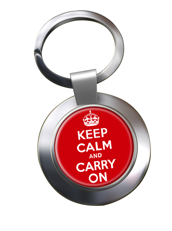 Keep Calm and Carry On Chrome Key Ring
