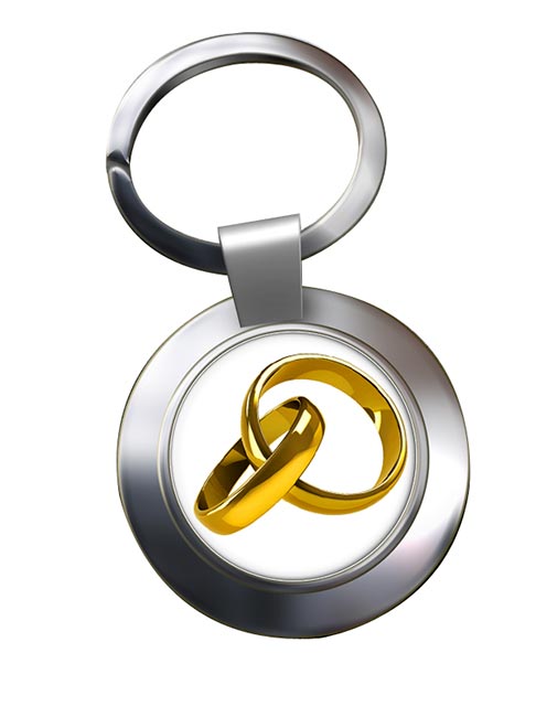 Marriage Interlocking Rings Chrome Key Ring
