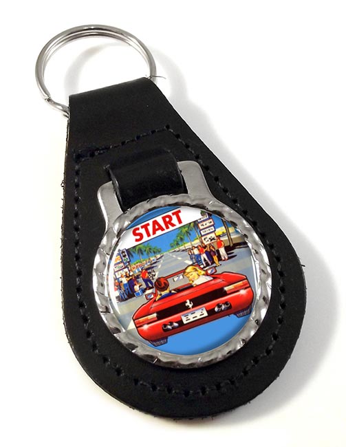 Outrun Game Leather Key Fob