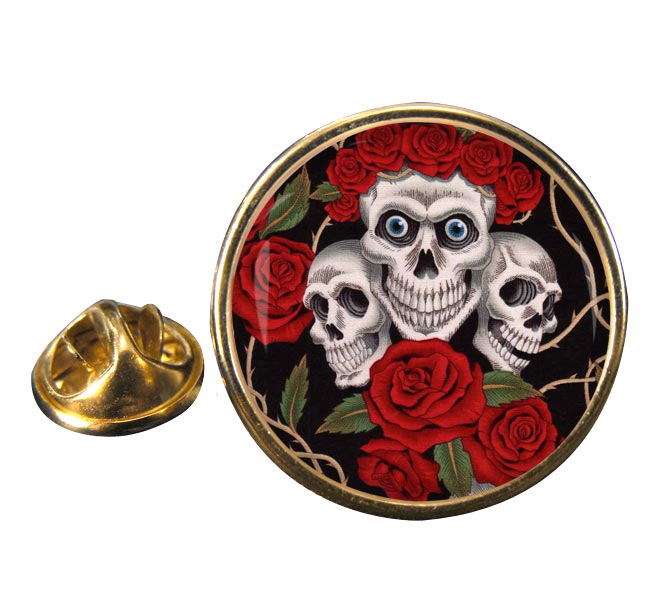 Rose skull Round Pin Badge