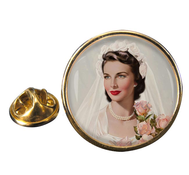 Vintage Bride Round Pin Badge