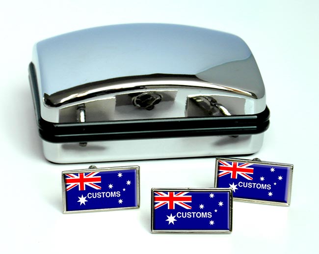 Australian Customs Rectangle Cufflink and Tie Pin Set