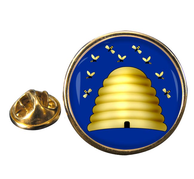 Beehive Masonic Symbol Round Pin Badge