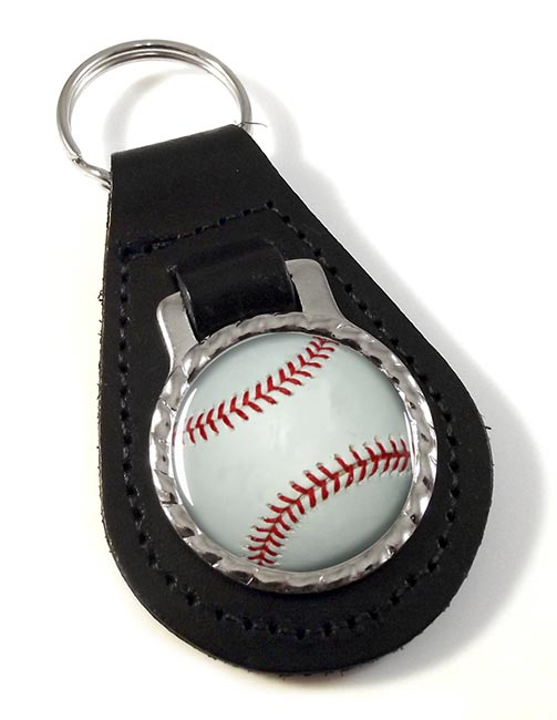 Baseball Ball Leather Key Fob