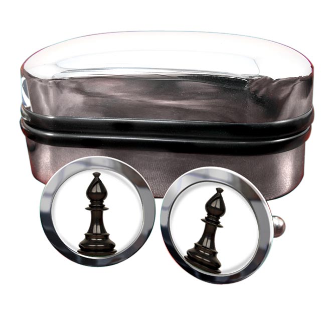 Chess Bishop Round Cufflinks