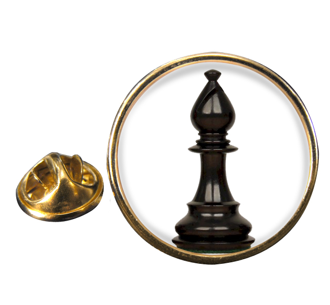 Chess Bishop Round Pin Badge