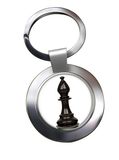 Chess Bishop Chrome Key Ring