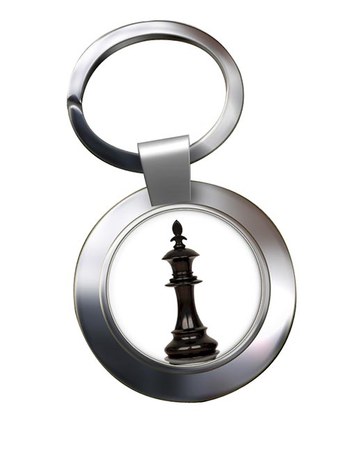 Chess King Chrome Key Ring