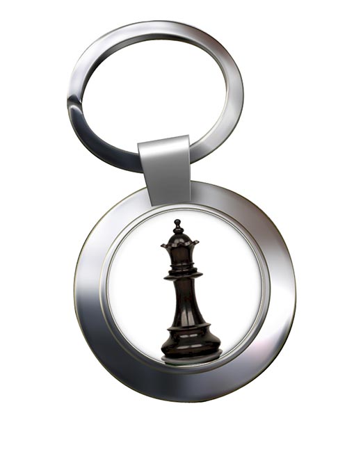 Chess Queen Chrome Key Ring