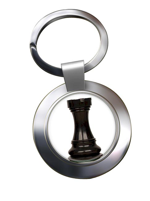 Chess rook Chrome Key Ring