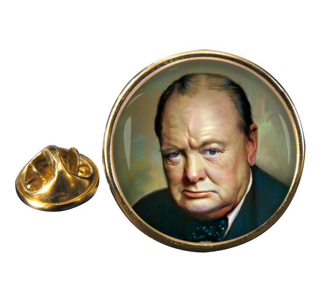 Winston Churchill Round Pin Badge