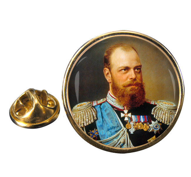 Czar Alexander III Round Pin Badge