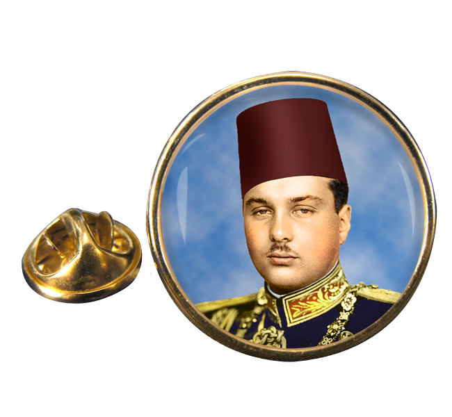 King Farouk I Round Pin Badge