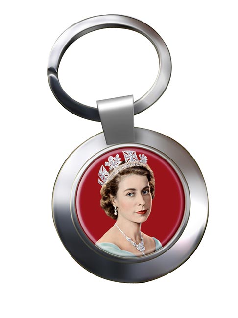 Young Queen Elizabeth II Chrome Key Ring