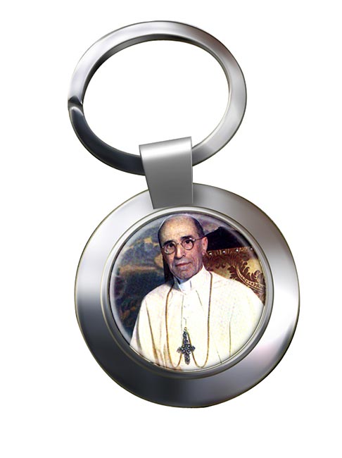 Pope Pius XII Chrome Key Ring