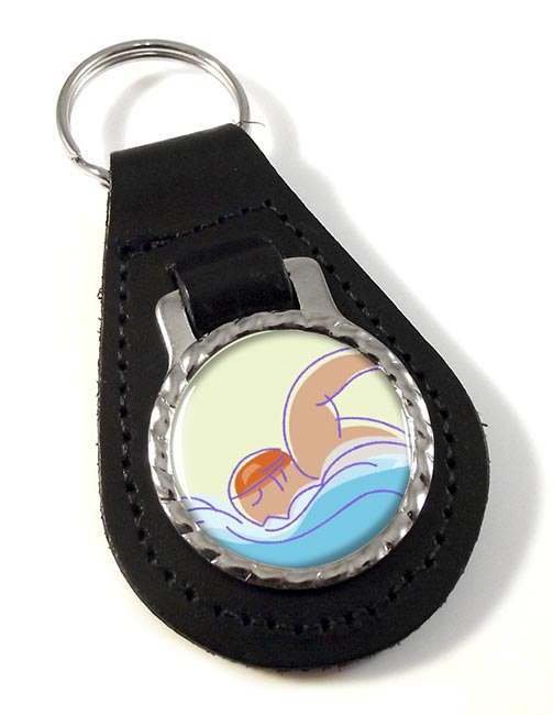 Swimming Leather Key Fob