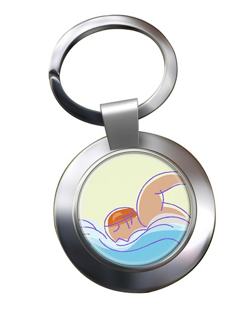 Swimming Chrome Key Ring