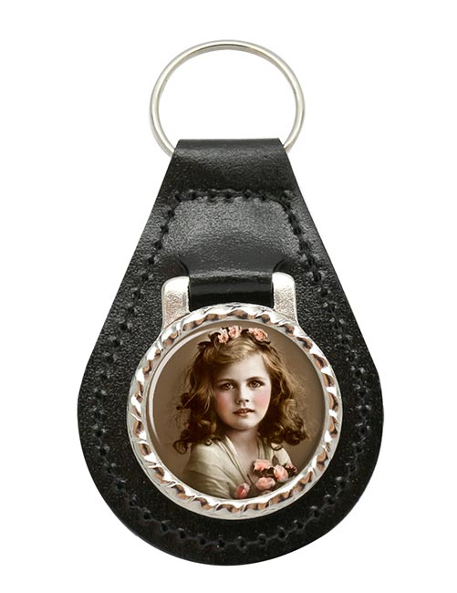 Young Victorian Girl Leather Key Fob