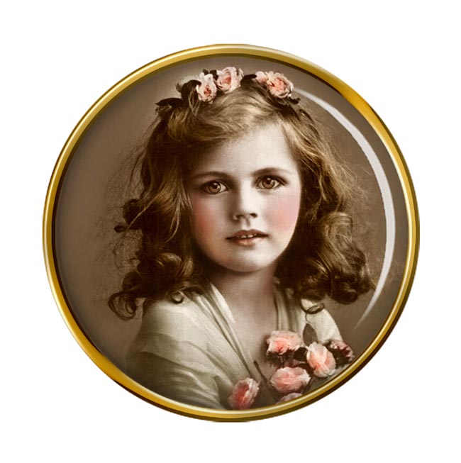 Young Victorian Girl Pin Badge