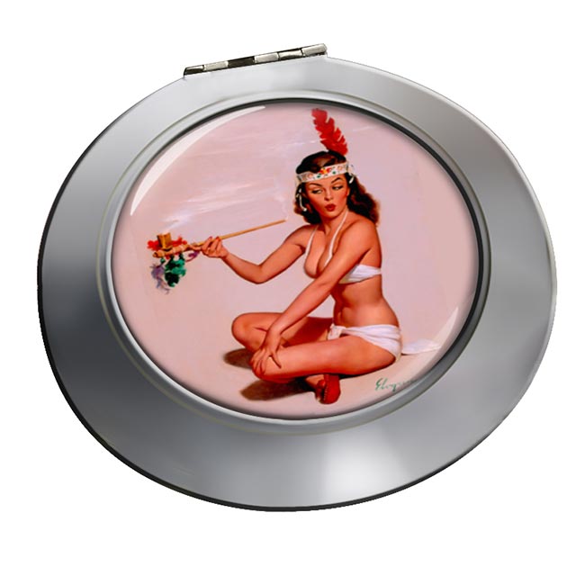 Peace Offering Pin-up Girl Round Mirror