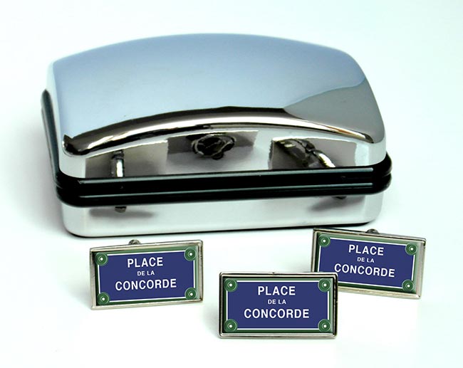 Place de la Concorde Rectangle Cufflink and Tie Pin Set