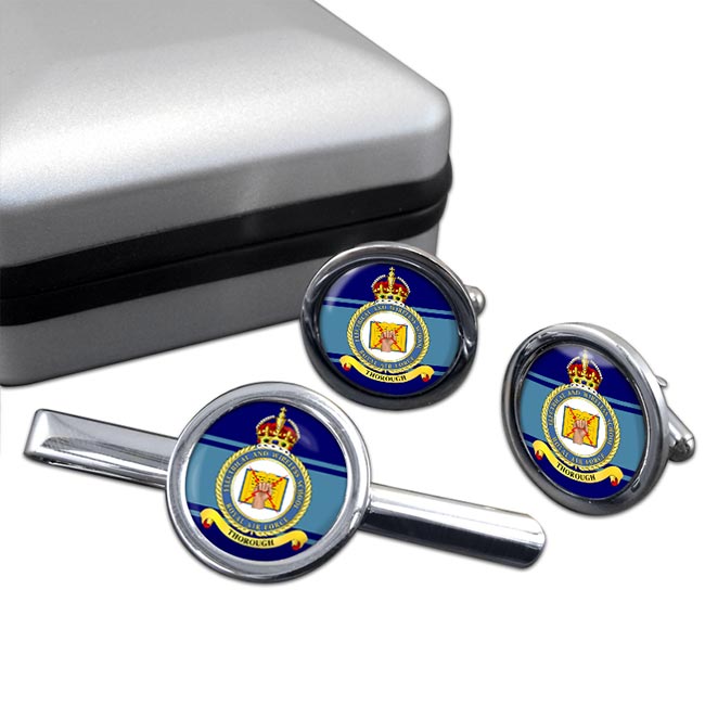 Electrical and Wireless School (Royal Air Force) Round Cufflink and Tie Clip Set