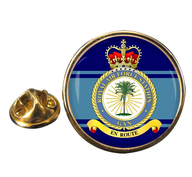 RAF Station Gan Round Pin Badge