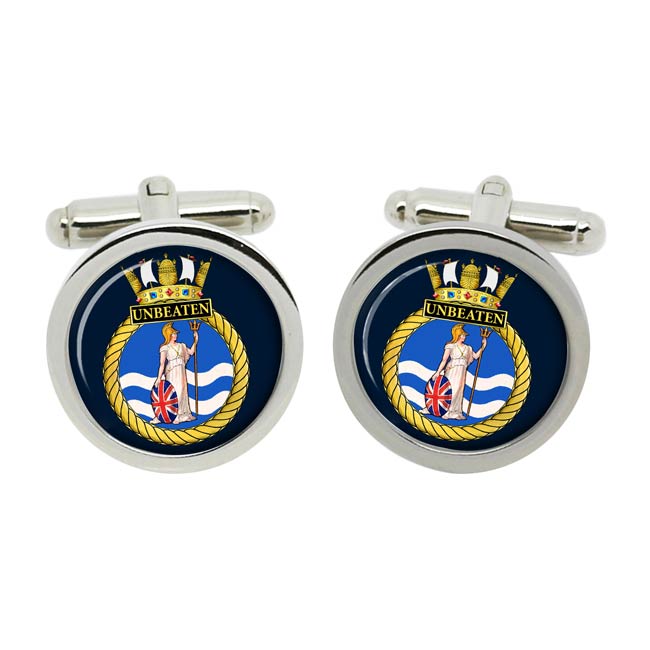 UK Gift Shop HMS Unbeaten, Royal Navy Cufflinks in Box