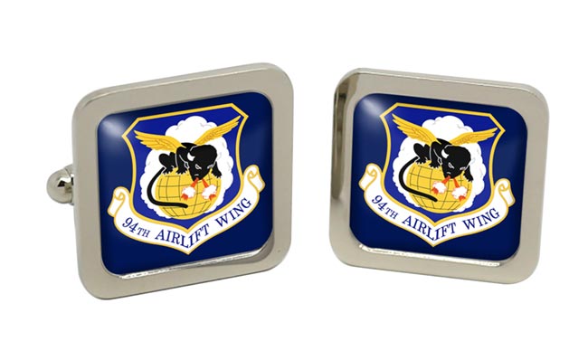 94th Airlift Wing USAF Square Cufflinks in Box
