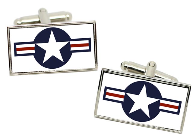 United States Roundel Rectangle Cufflinks in Box