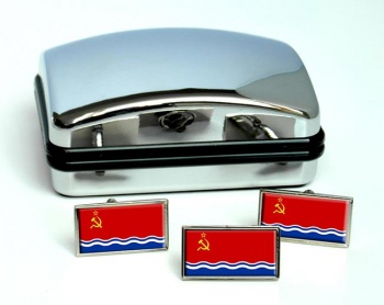 Latvian Soviet Flag Cufflink and Tie Pin Set