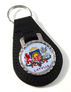Latvia Latvija Leather Key Fob