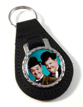 Laurel and Hardy Leather Key Fob