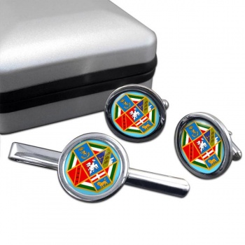 Lazio (Italy) Round Cufflink and Tie Clip Set