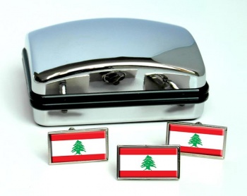 Lebanon Flag Cufflink and Tie Pin Set