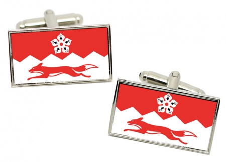 Leicestershire Flag Cufflinks in Chrome Box