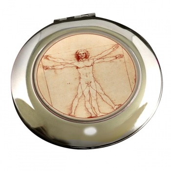 Vitruvian Man by Leonardo Da Vinci Round Mirror