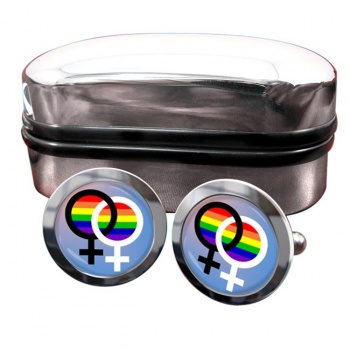 Lesbian Double Venus Symbol Round Cufflinks