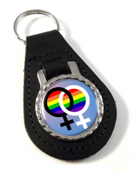 Lesbian Double Venus Symbol Leather Key Fob
