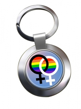 Lesbian Double Venus Symbol Chrome Key Ring